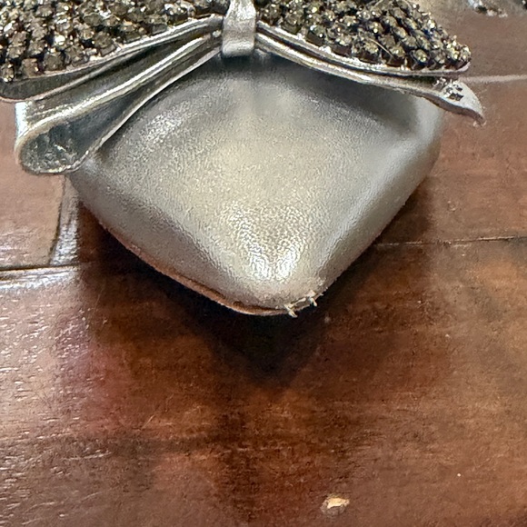 Tory Burch Rosalind Metallic Silver Ballet Flats with Rhinestone Bow - Picture 9 of 11